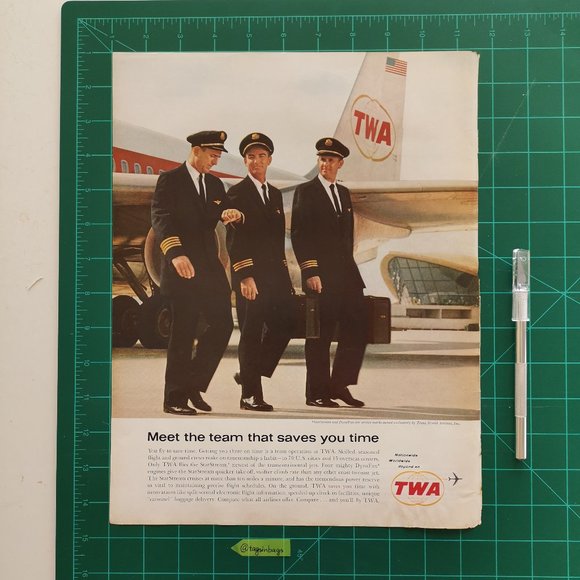 60s TWA Airline Flight Plane Nationwide Worldwide Vintage Magazine Ad - Picture 1 of 1